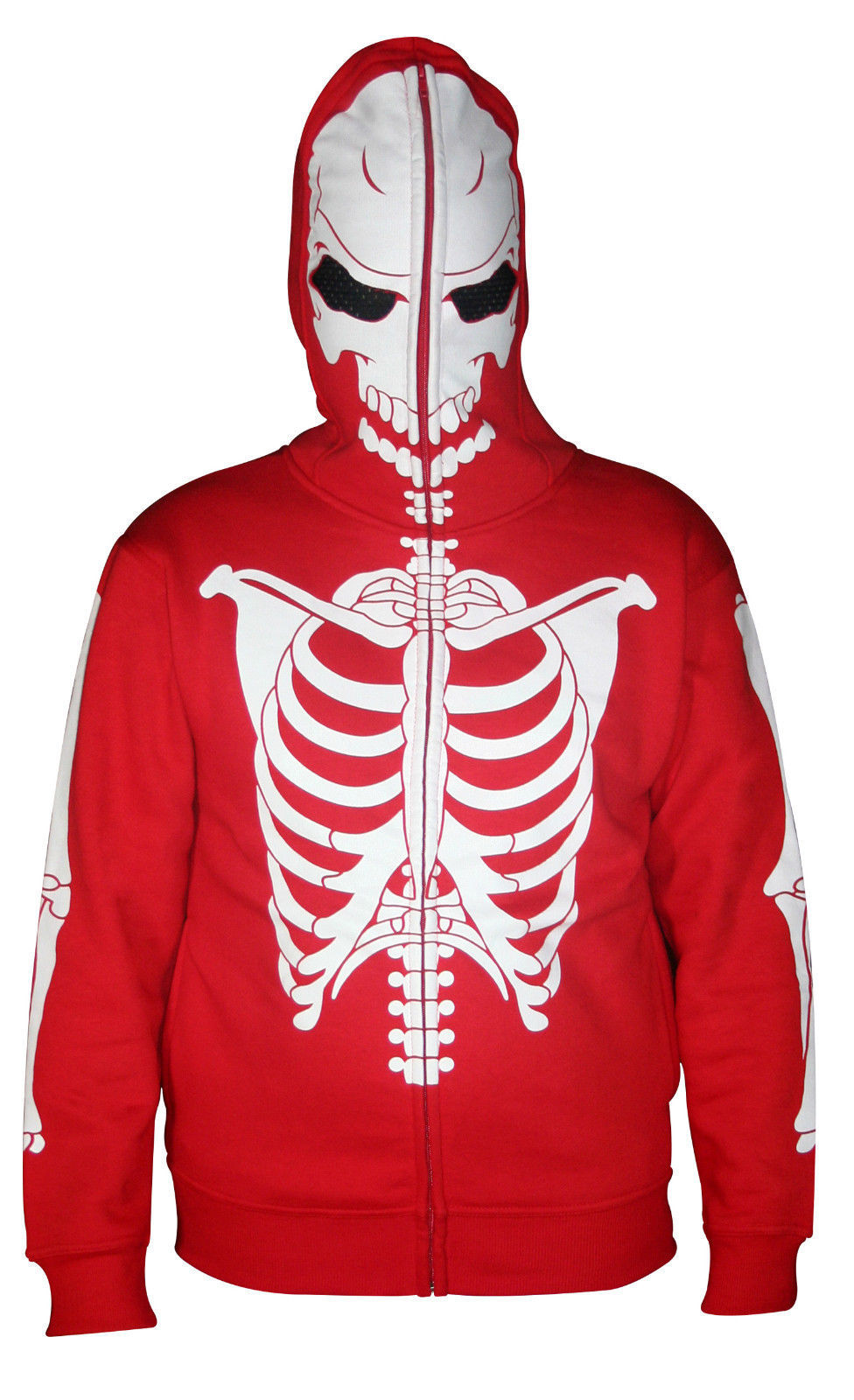 Eskaay Men Full Face Mask Skeleton Skull Hoodie Sweatshirt Halloween  Costume Hoodie