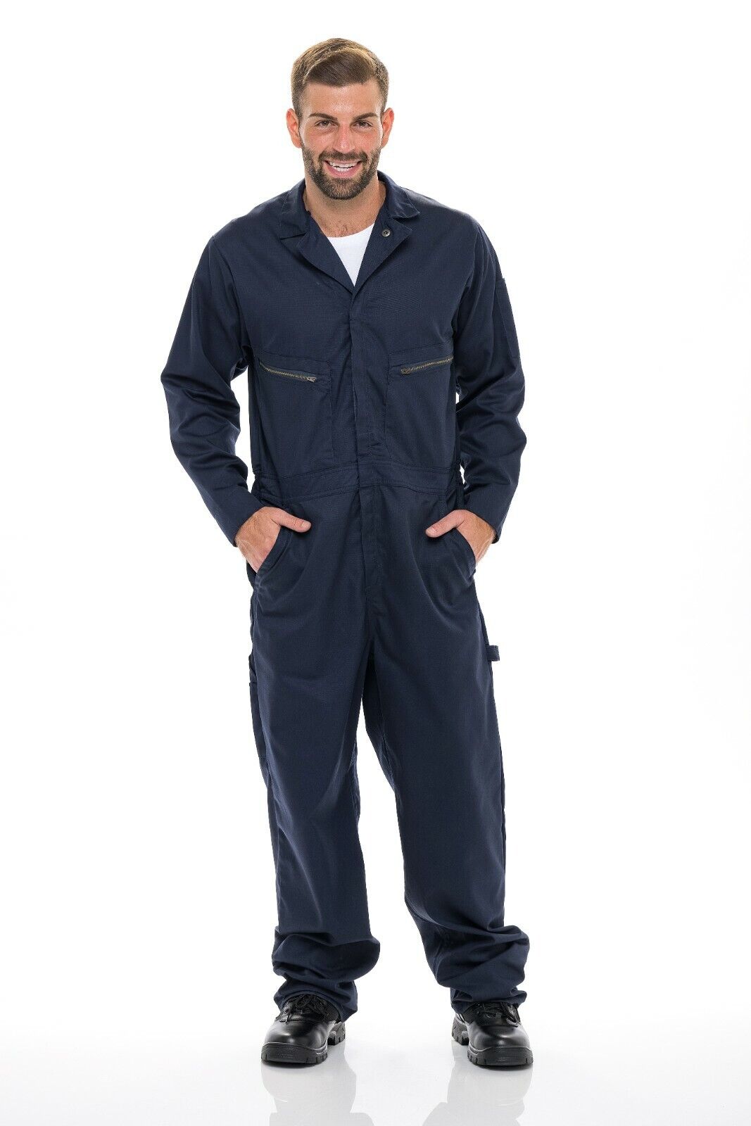 SkylineWears Men's 8 Ounce Twill Deluxe Long Men Sleeve Coverall Zip-Front Cotton Coverall