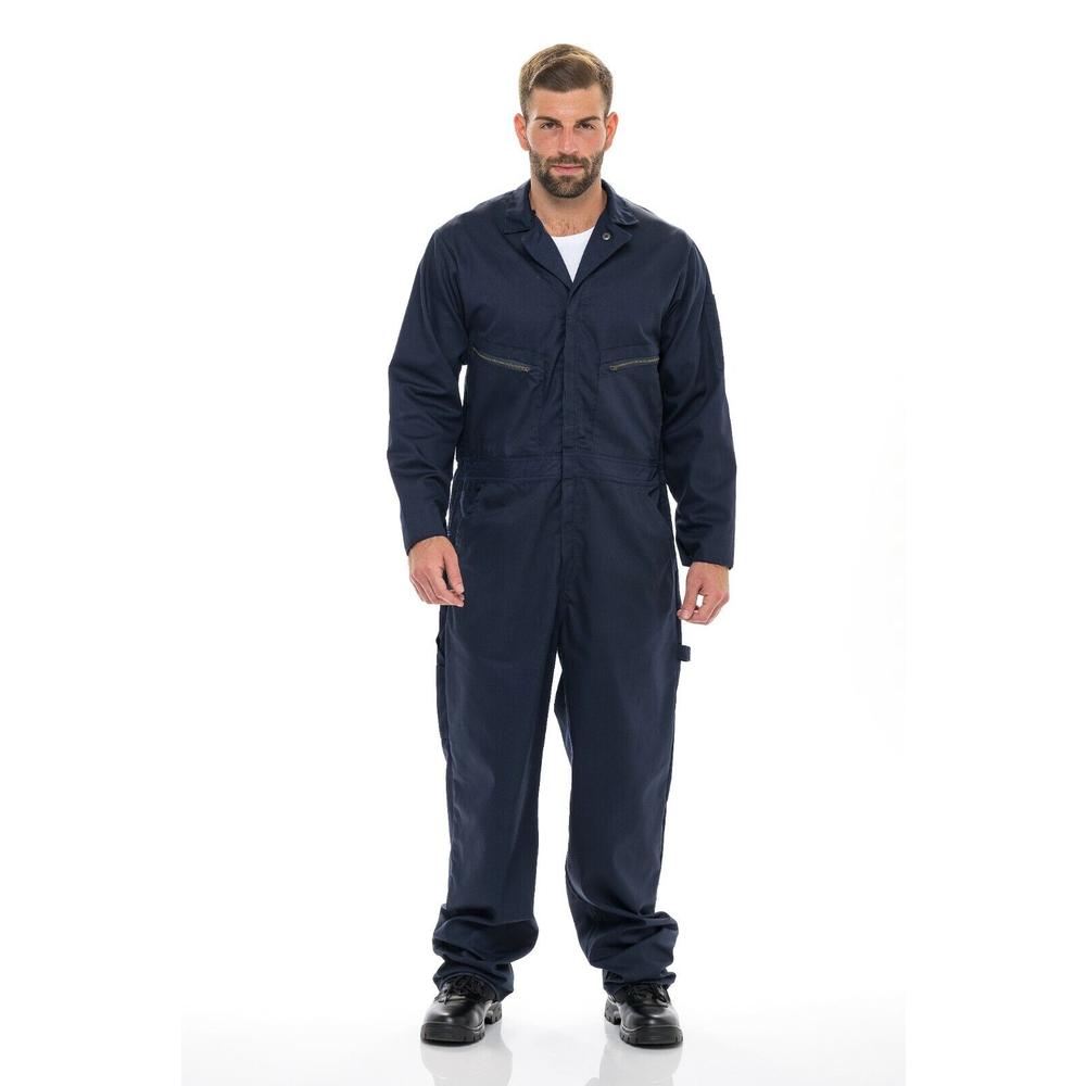 SkylineWears Men's 8 Ounce Twill Deluxe Long Men Sleeve Coverall Zip-Front Cotton Coverall