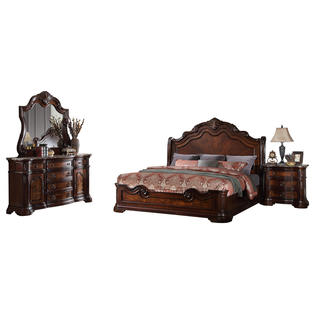 Best Master Furniture Barney 5 Piece Traditional Walnut With Marble Bedroom Set California King Best Master Furniture Barney 5 Piece, Best California King Bedroom Sets