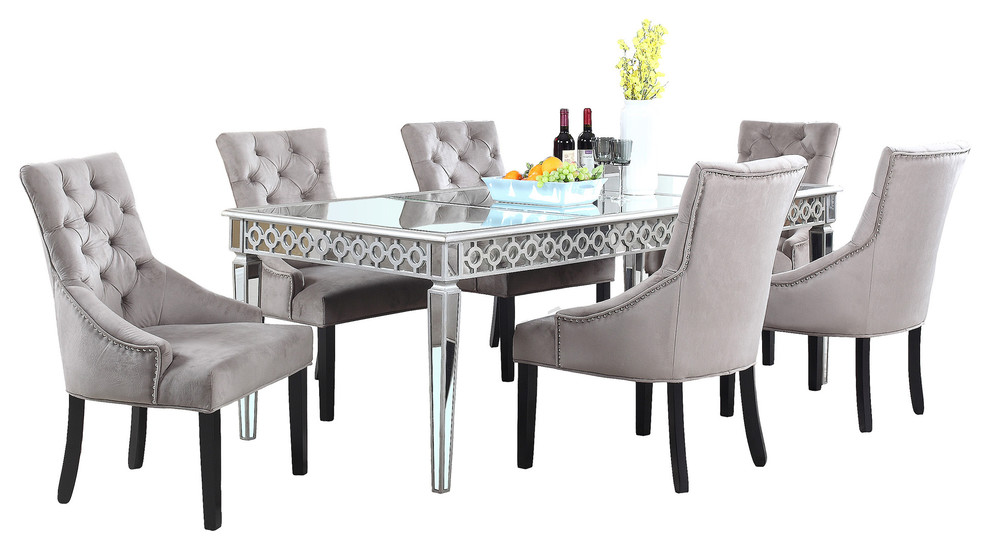 Best Master Furniture Sophie Silver, Sophie Mirrored Dining Table Set