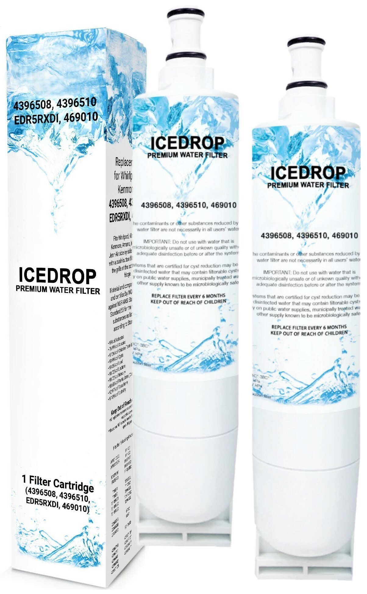 Ice Drop Refrigerator Water Filter Compatible with Kenmore 46-9010, 469010, 9010P, 9910, 9908, 46-9902 8212491, 4392857, 2 Pack