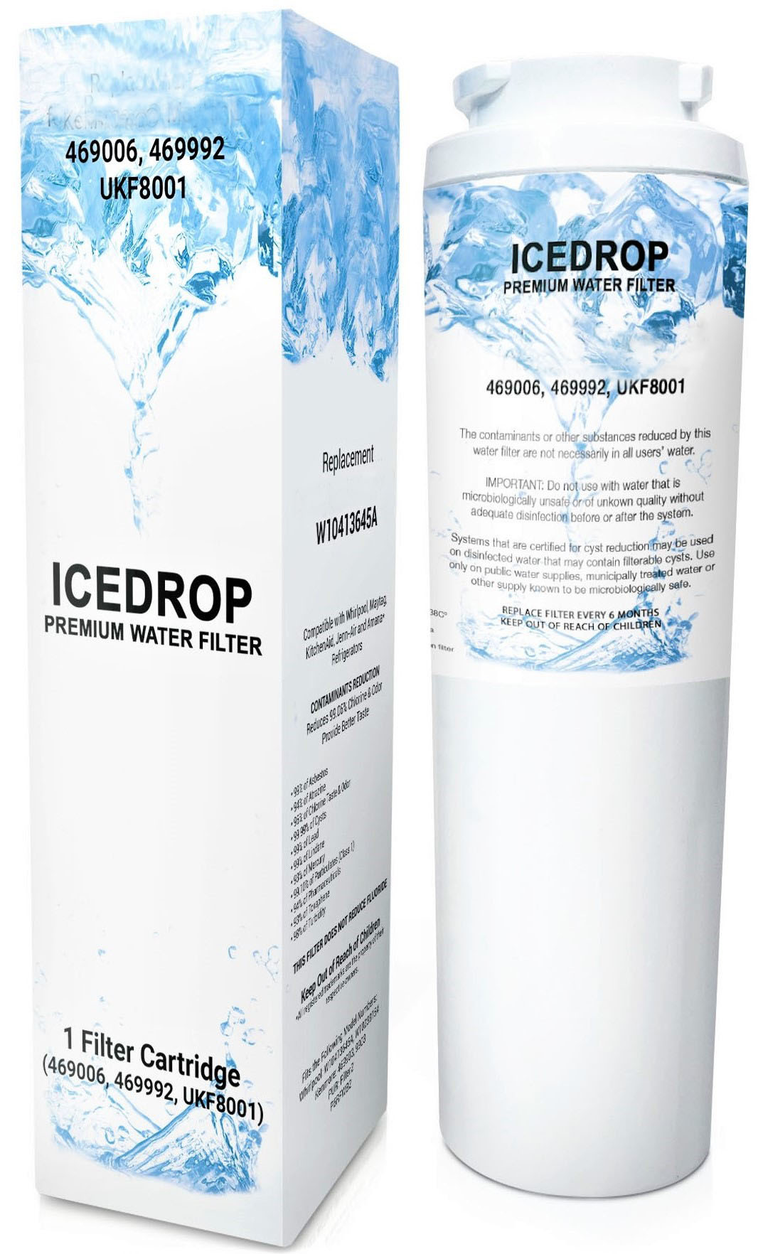 Ice Drop Refrigerator Water Filter Compatible With UKF8001 Maytag UKF8001P, 46 9006 4396395 Filter 4 EDR4RXD1 (1 Pack)
