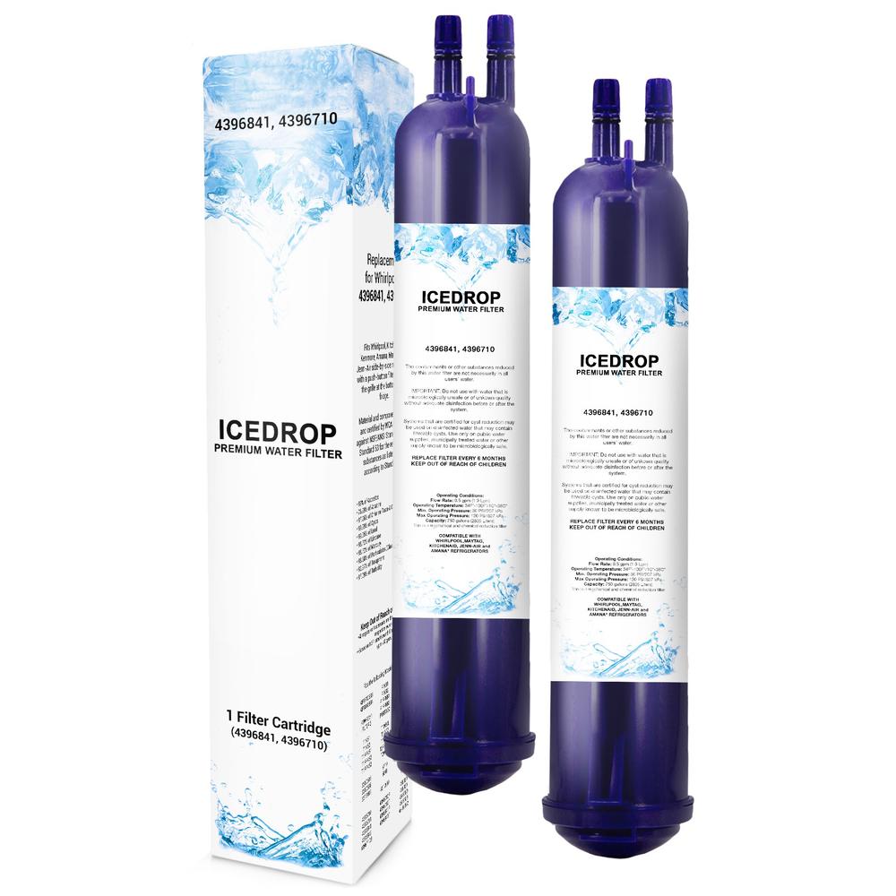 Ice Drop Refrigerator Water Filter Replacement Compatible with Kenmore 9030, W10121145, Whirlpool 9020, 9083, EDR3RXD1, P2WG2 (2 Pack)