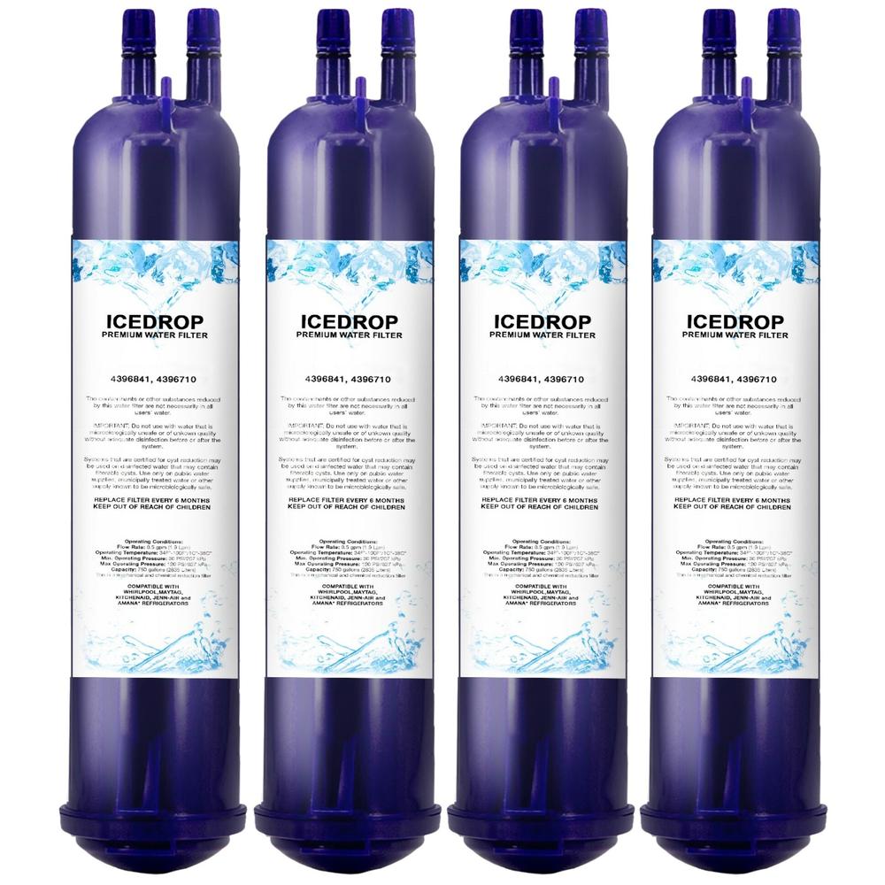 Ice Drop Refrigerator Water Filter Replacement Cartridge Compatible with WF710 4396841 Kenmore 469020P 469083 T1RFKB1 TIRFKB2 (4 Pack)