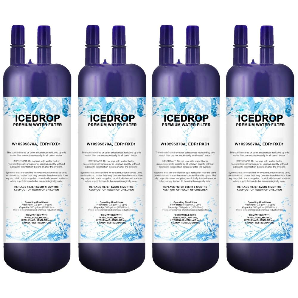 Ice Drop Refrigerator Water Filter Compatible with Maytag MSF22D4XAW00 MFW2055DRH MSF21D4MDE MFW2055DRM MSF21D4MDH MSC21C6MFZ (4 Pack)