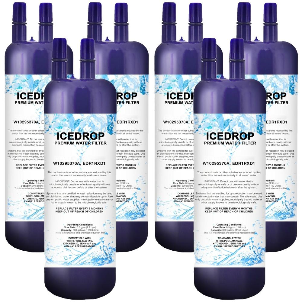 Ice Drop Replacement Refrigerator Water Filter Compatible with water filter 1, Kenmore 9930, 9981, 9900, P4RFKB2, W10569760, 6 Pack
