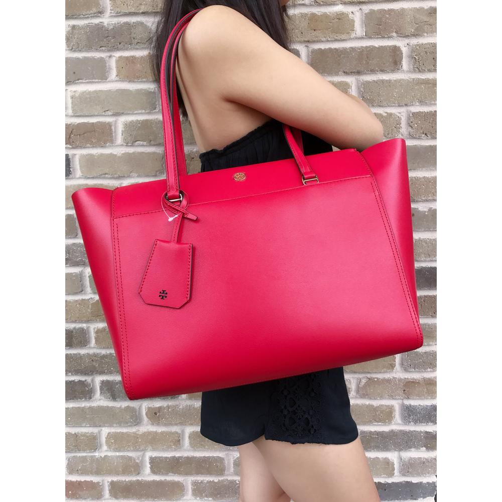 Tory Burch Parker Large Tote Cherry Apple Red Navy