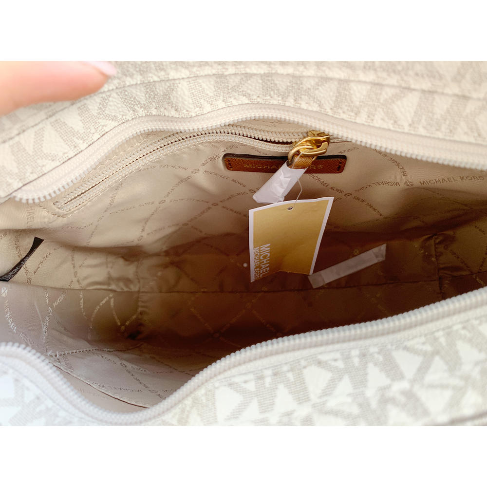 Michael Kors Jet Set Travel Large Messenger Bag Vanilla MK Signature