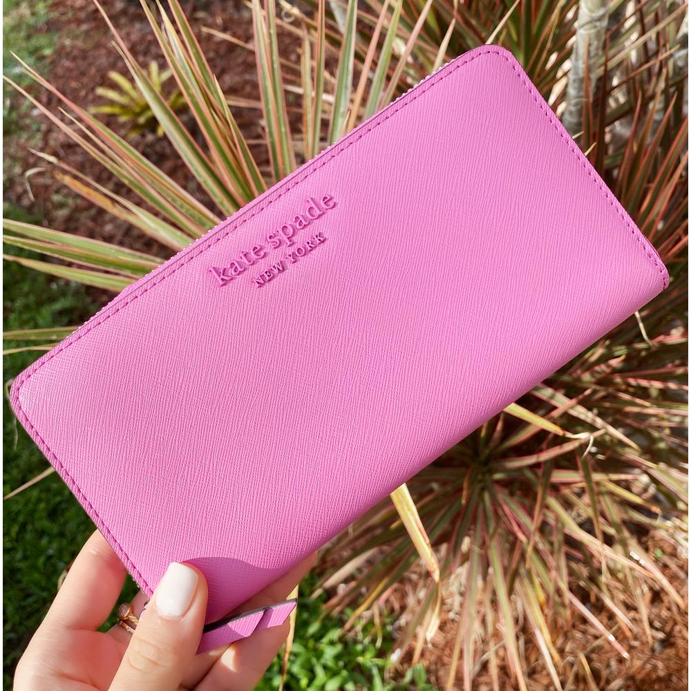 Kate Spade Cameron Neda Zip Around Continental Wallet Bright Peony Pink