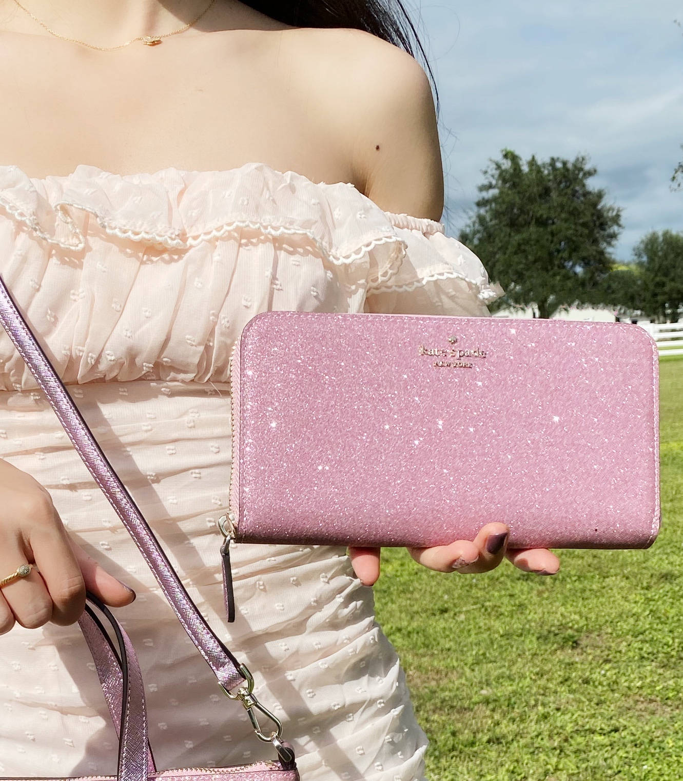 Kate spade sparkle wallet pink Clearance