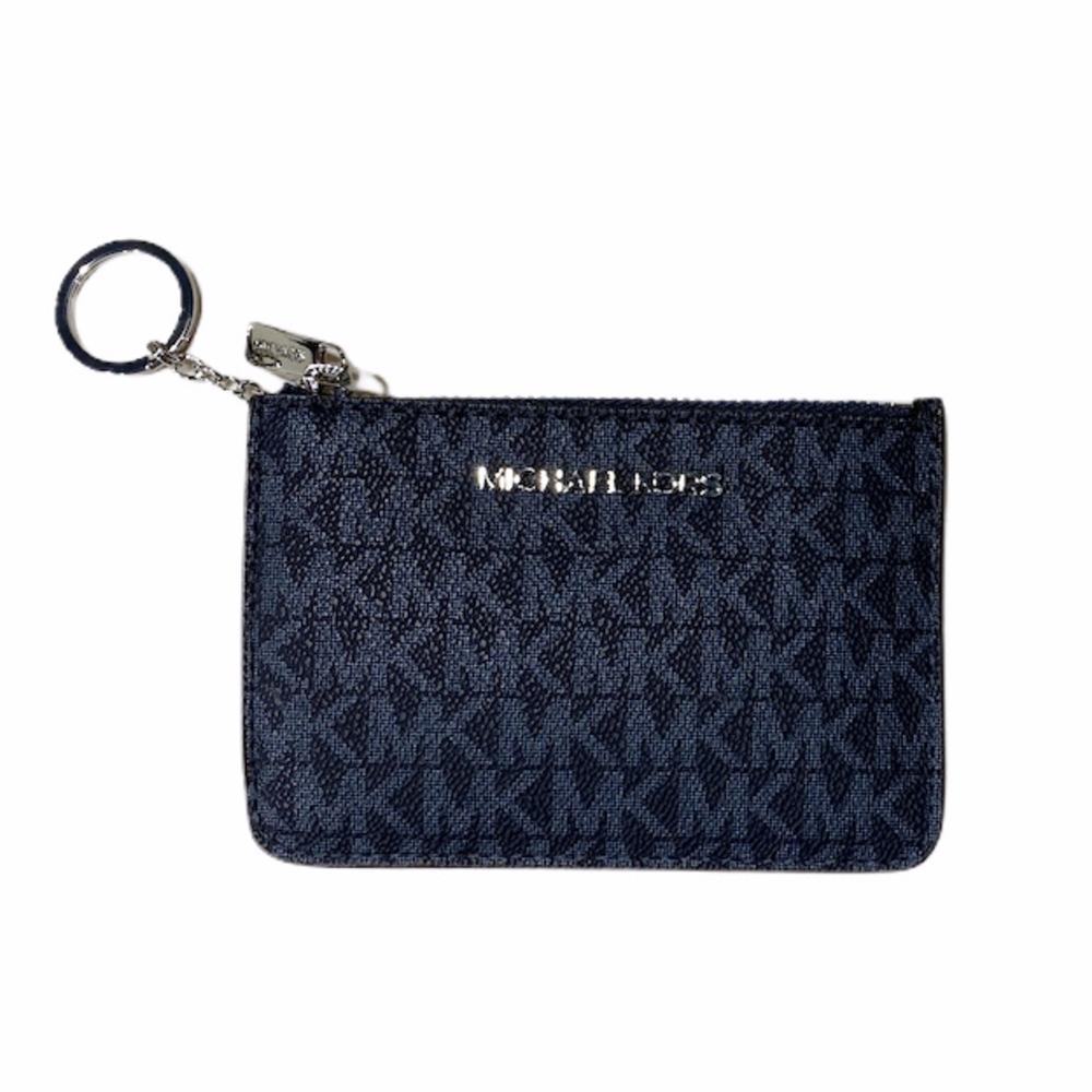 Michael Kors Jet Set Top Zip Coin Pouch ID Card Holder Key Ring Wallet Admiral MK