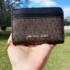 michael kors jet set travel zip around card case wallet brown mk black michael kors jet set