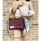 Melody mixed material flap shoulder bag Clearance