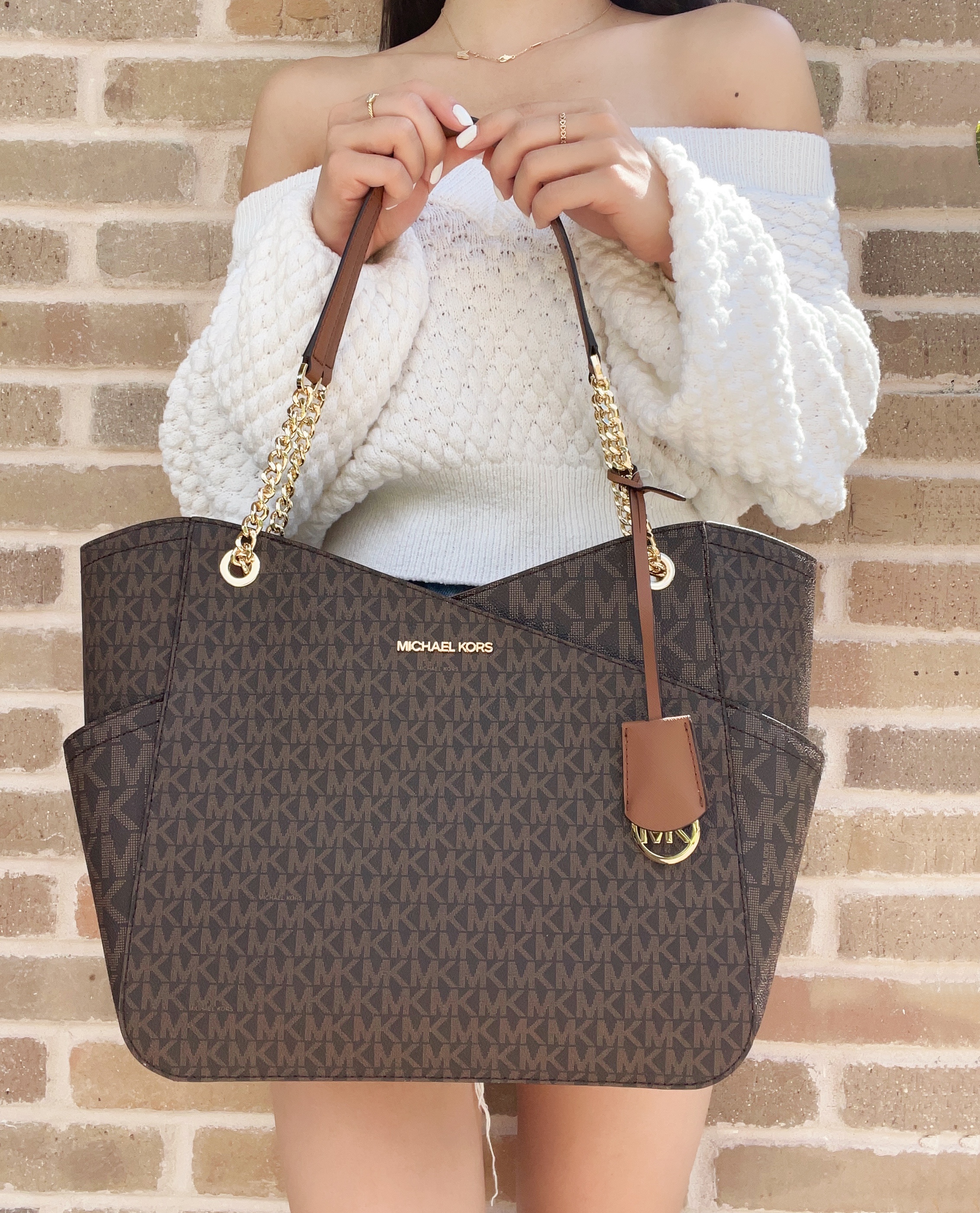 Michael Kors Bags | Michael Kors Large Chain Shoulder Bag Tote | Color: Brown/Gold | Size: Os | Walletsandbags's Closet