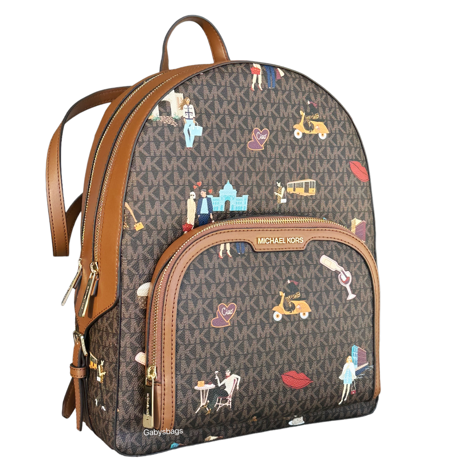 Michael Kors Jet Set Girls Jaycee Large Backpack School Bag Brown MK Signature