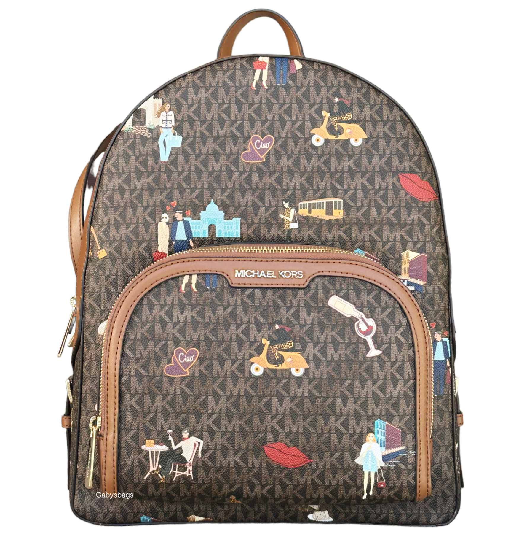 Michael Kors Jet Set Girls Jaycee Large Backpack School Bag Brown MK Signature