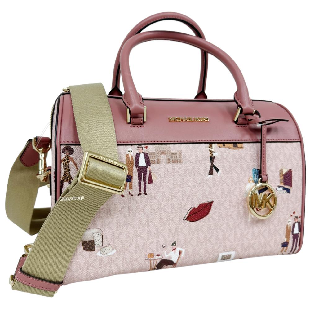 Michael Kors Jet Set Girls Medium Travel Duffle Bag Dark Powder Blush Pink Milan