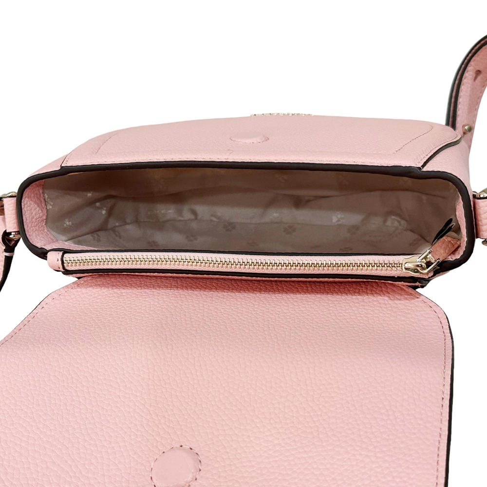 Kate Spade Knott Medium Saddle Bag Crossbody Coral Gable Pink Pebbled Leather