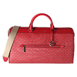 Michael Kors Travel XL Large Duffle Bag Signature MK Bright Red Gold