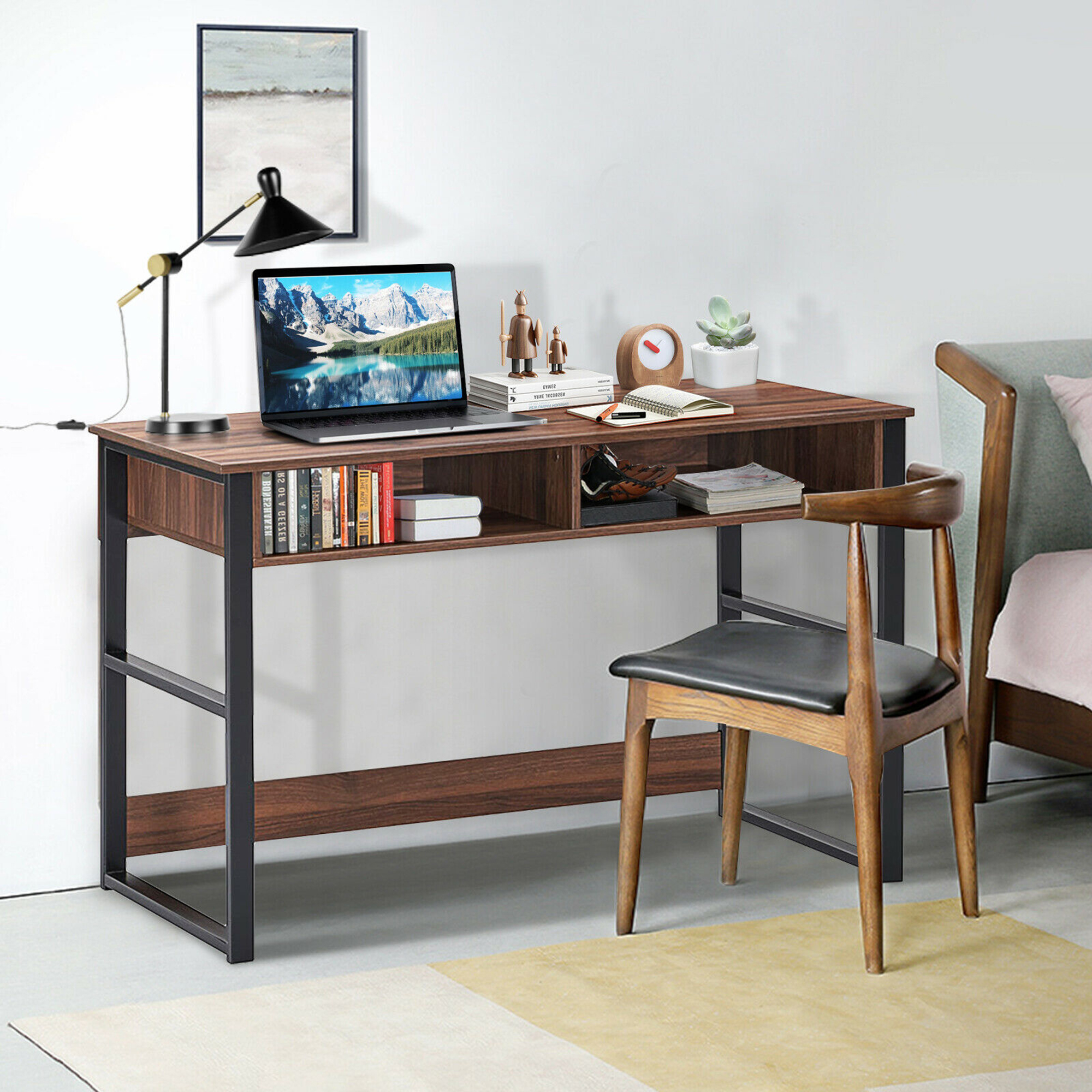 Gymax Home Office Computer Desk 2 Drawers Makeup Vanity Console Table Vintage