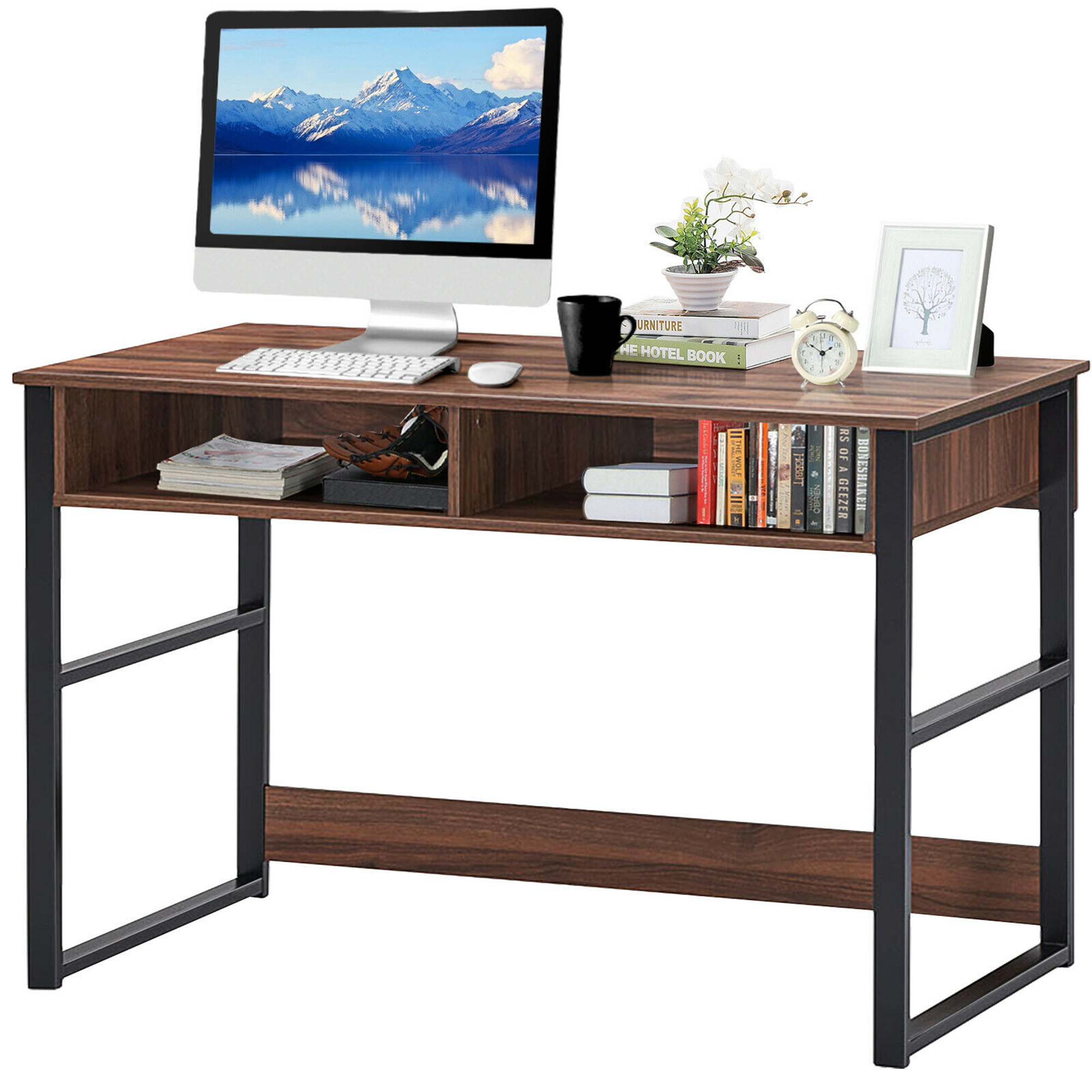 Gymax Home Office Computer Desk 2 Drawers Makeup Vanity Console Table Vintage