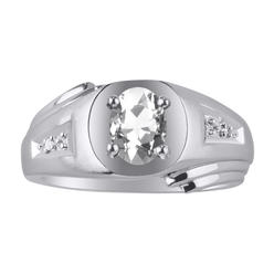 Rylos White Topaz & Diamond  Ring Set Sterling Silver