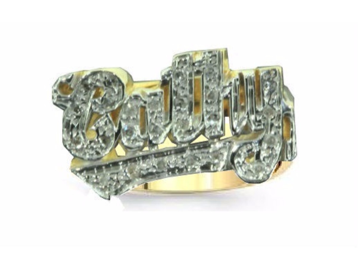 Rylos Personalized 12MM Name Ring Genuine Diamond 14K Yellow or 14K White Gold.  Special Order, Made to Order.