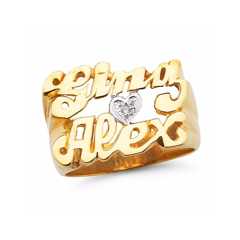 Rylos Personalized Diamond Double Name Ring 13MM Sterling Silver or Yellow Gold Plated Silver.  Special Order, Made to Order.