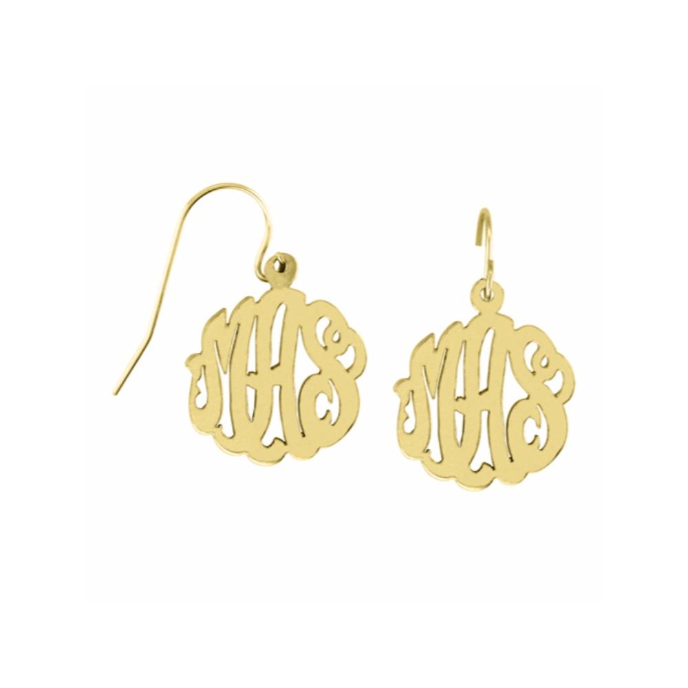 Rylos Monogram Earrings Personalized 15mm Sterling Silver or Yellow Gold Plated Silver. Special Order, Made to Order.