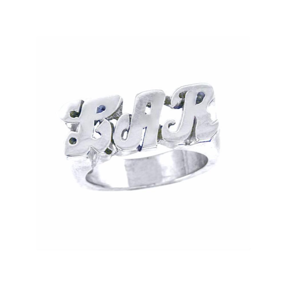 Rylos Personalized Initial Ring - Name Ring Unisex Script Style 6mm 14K Yellow or 14K White Gold.  Special Order, Made to Order.