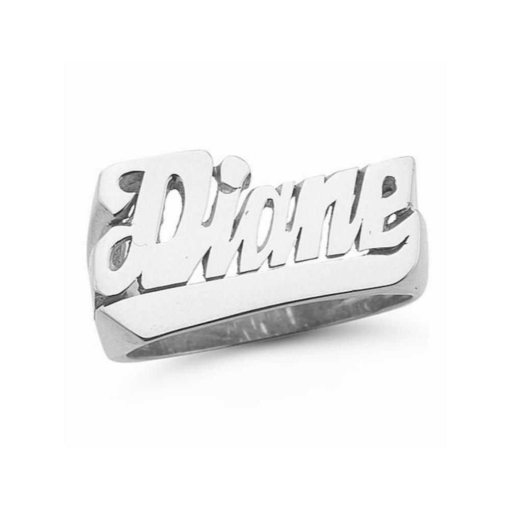 Rylos Personalized Name Ring - Unisex Script Style 10mm 14K Yellow or 14K 14K White Gold.  Special Order, Made to Order.