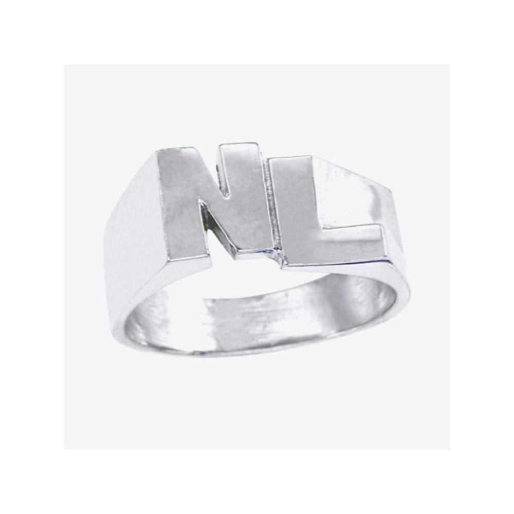 Rylos Personalized Initial Ring - Name Ring Unisex Block Style 6mm 14K Yellow or 14K White Gold.  Special Order, Made to Order.