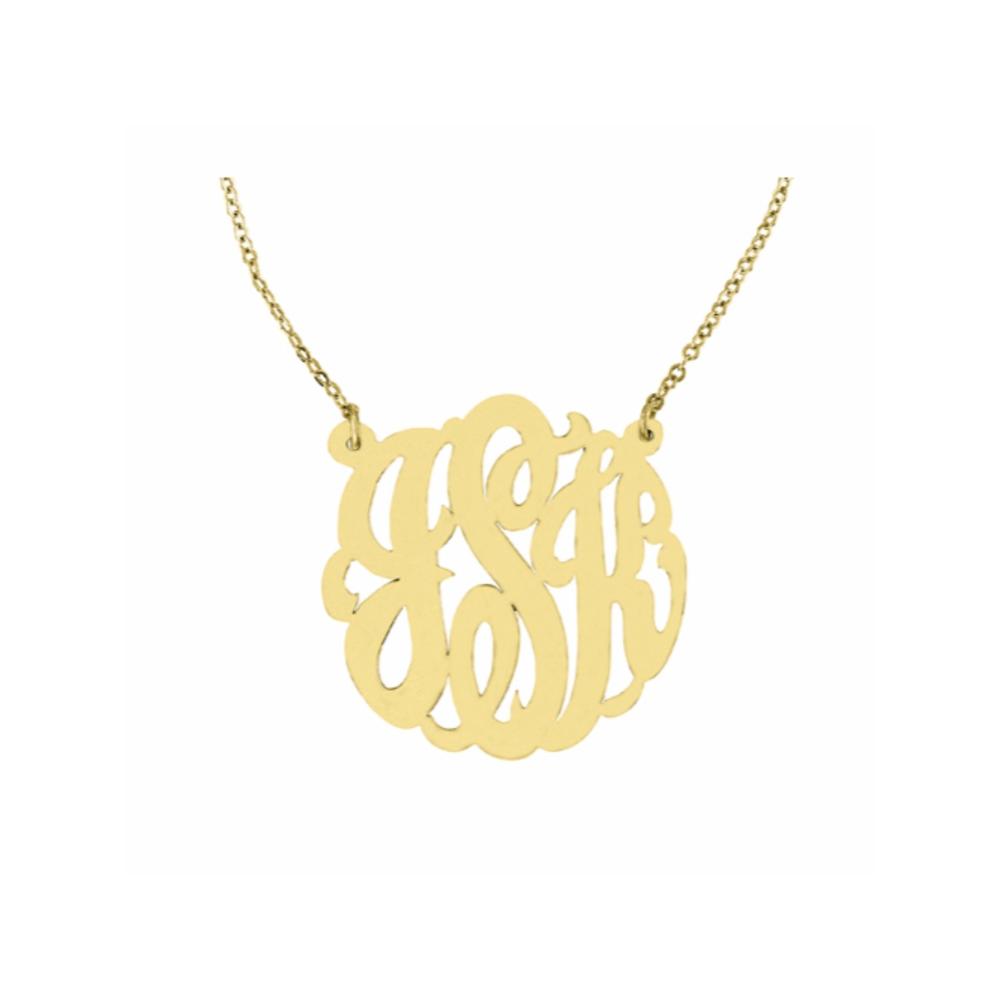 Rylos Monogram Pendant Necklace Personalized 35mm 14k Yellow or 14K White Gold.  Special Order, Made to Order. Large