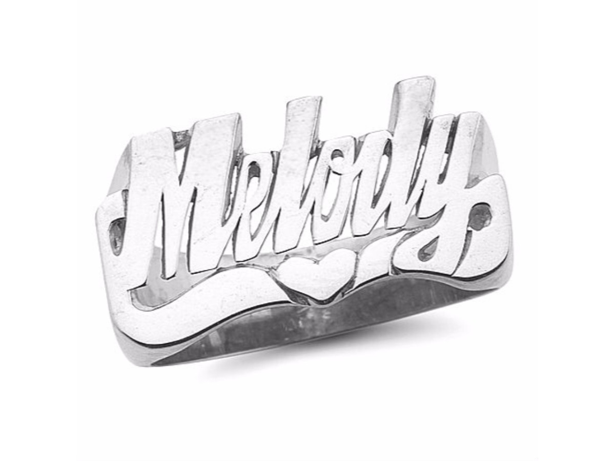 Rylos Personalized Name Ring - Unisex Script Style 10 mm Sterling Silver or Yellow Gold Plated Silver.  Special Order, Made to Order.