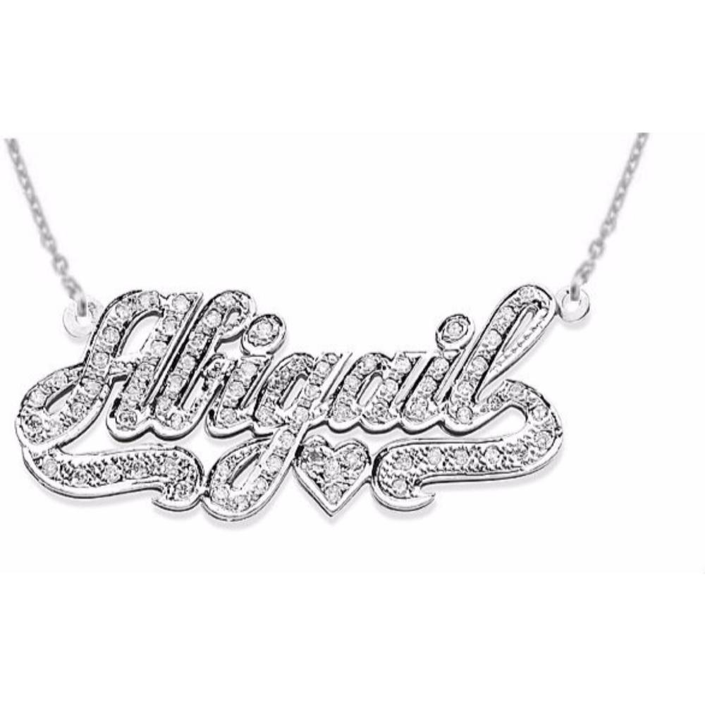 Rylos Personalized 1/4 Carat Diamond Nameplate Pendant Necklace 14K 14K White or 14K Yellow Gold.  Special Order, Made to Order.