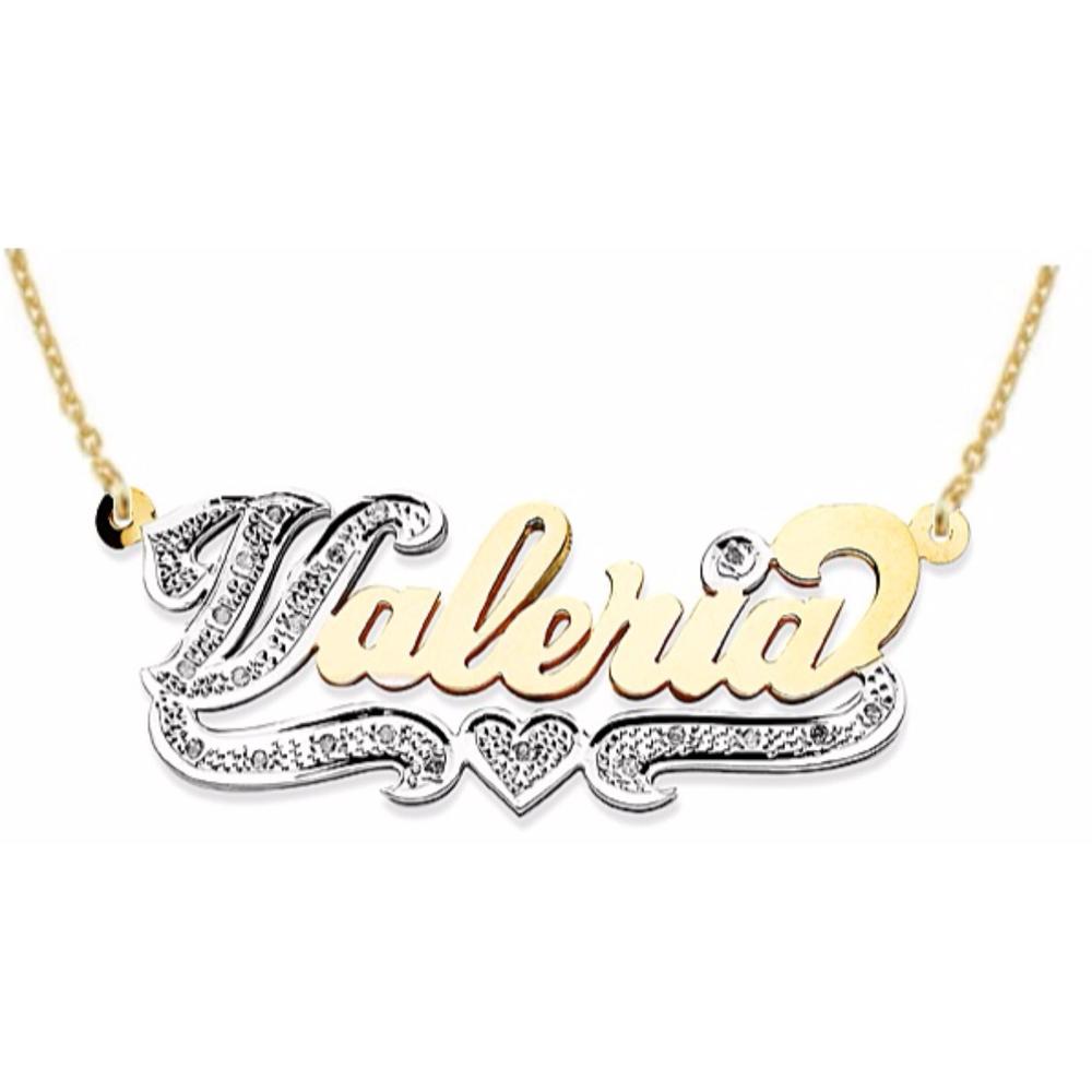 Rylos Personalized Diamond High Polish Nameplate Pendant Necklace 14K Yellow or 14K 14K White Gold.  Special Order, Made to Order.