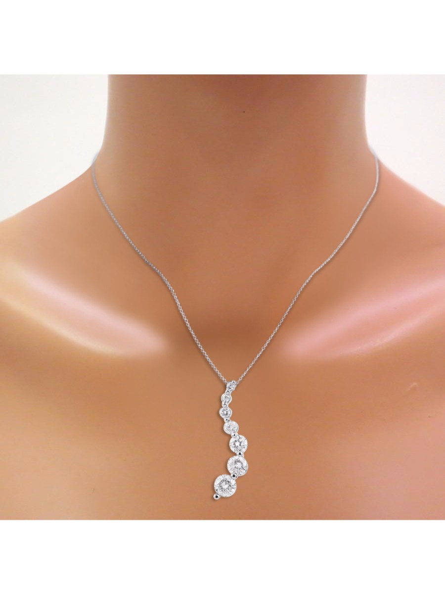 Rylos Diamond Journey Pendant Necklace Set in 14K White Gold With 18" Chain