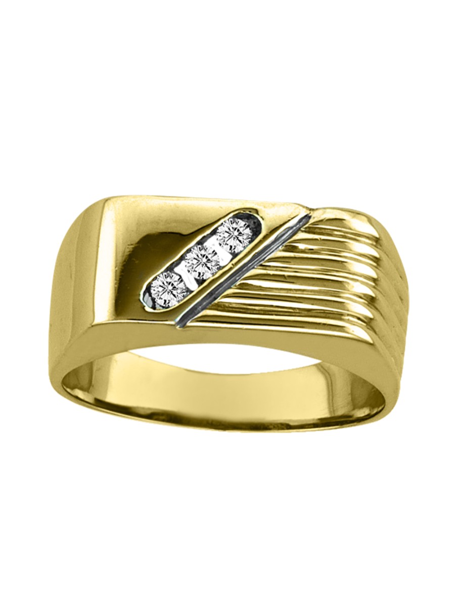 Rylos Mens 14K Yellow Gold Diamond Ring