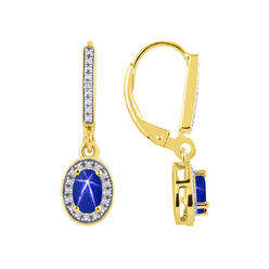 RYLOS Earrings For Women 14K Silver Earrings with Oval Shape Gemstone and Genuine Diamonds Dangling Earrings 6X4MM