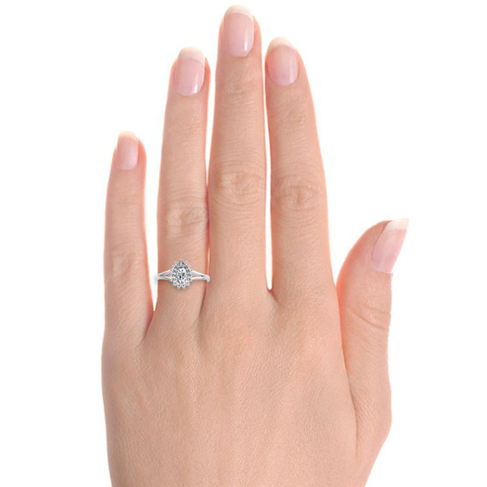 RYLOS  Rings for Women  Silver Ring Halo of Genuine Diamonds Birthstone Ring 6X4MM Pear Shape Tear Drop Gemstone