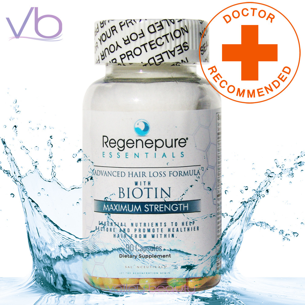 RegenePure Essentials Hair Loss Supplement With Biotin Maximum Strength 90 Capsules
