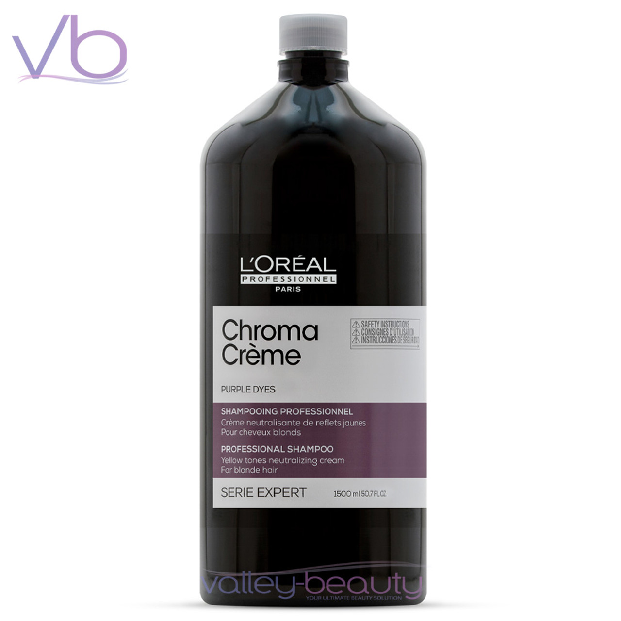 L'Oreal L’Oreal Professionnel Chroma Creme Purple Dyes Shampoo | Yellow Tones Neutralizing Cleanser for Blond, Platinum-Grey Hair 50.7oz