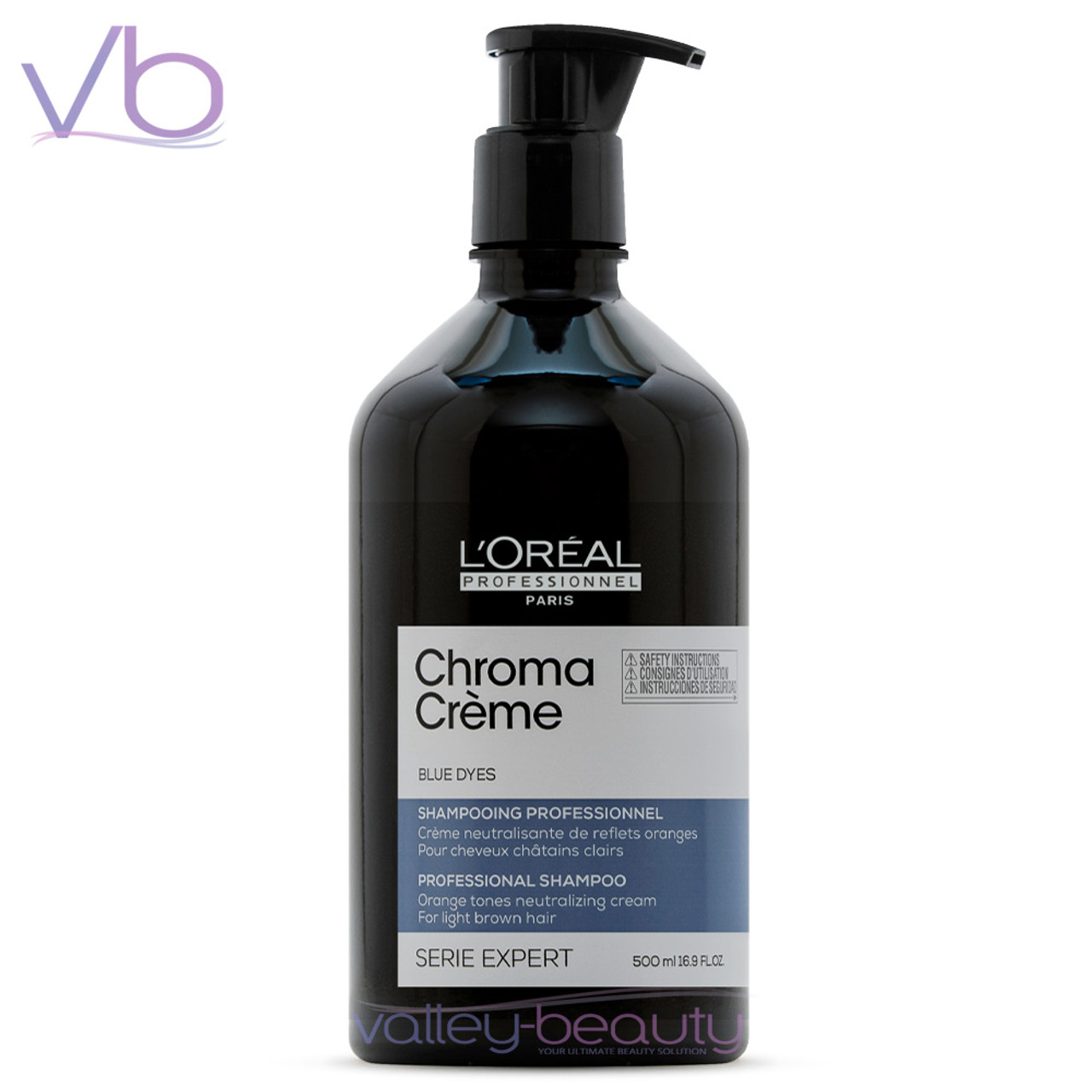 L'Oreal L’Oreal Professionnel Chroma Creme Blue Dyes Shampoo | Orange Tones Neutralizing Cleanser for Light Brown Hair, 500ml