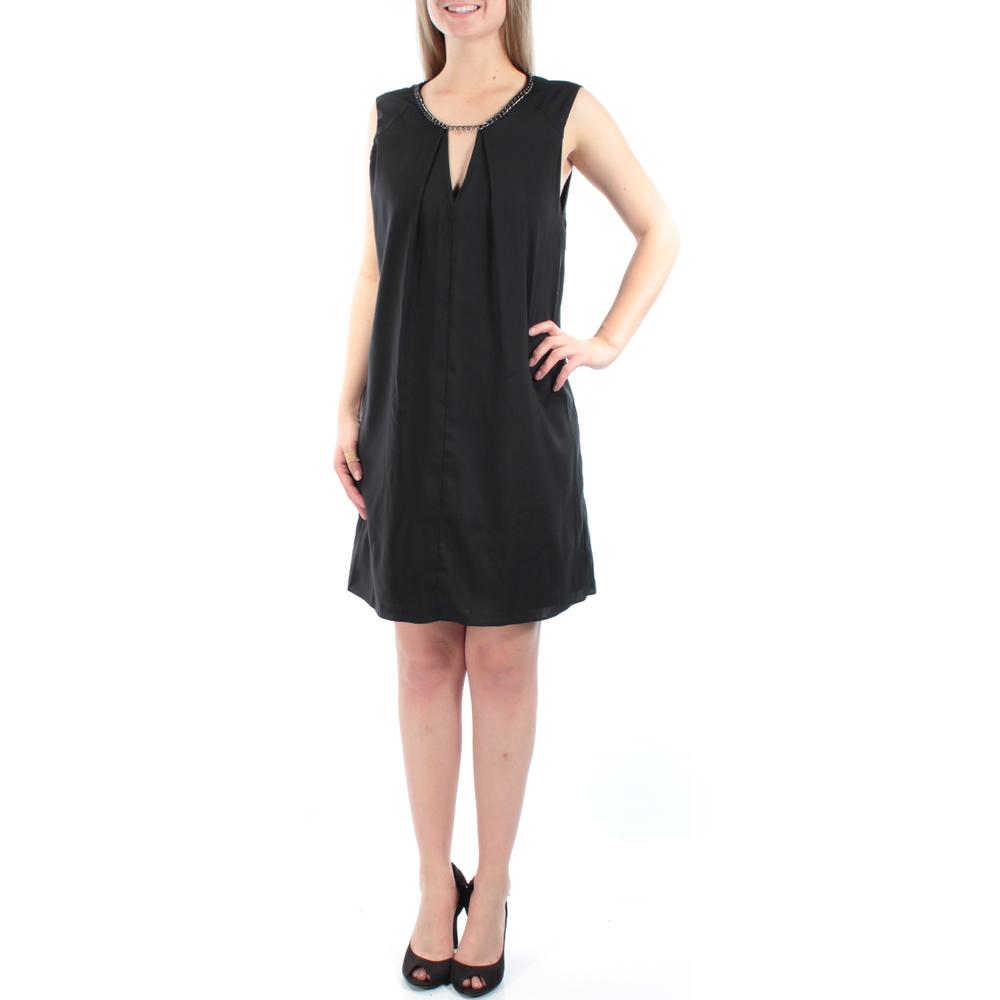 BAR III Womens Black Sleeveless Knee Length Shift Cocktail Dress Size: 2XS