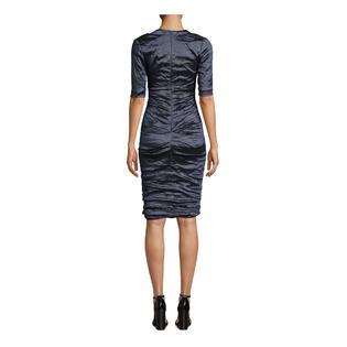 Nicole Miller Techno Metal Scoop Neck Tuck Dress Navy / 0 Nicole Miller Techno Metal Scoop Neck Tuck Dress Navy / 0