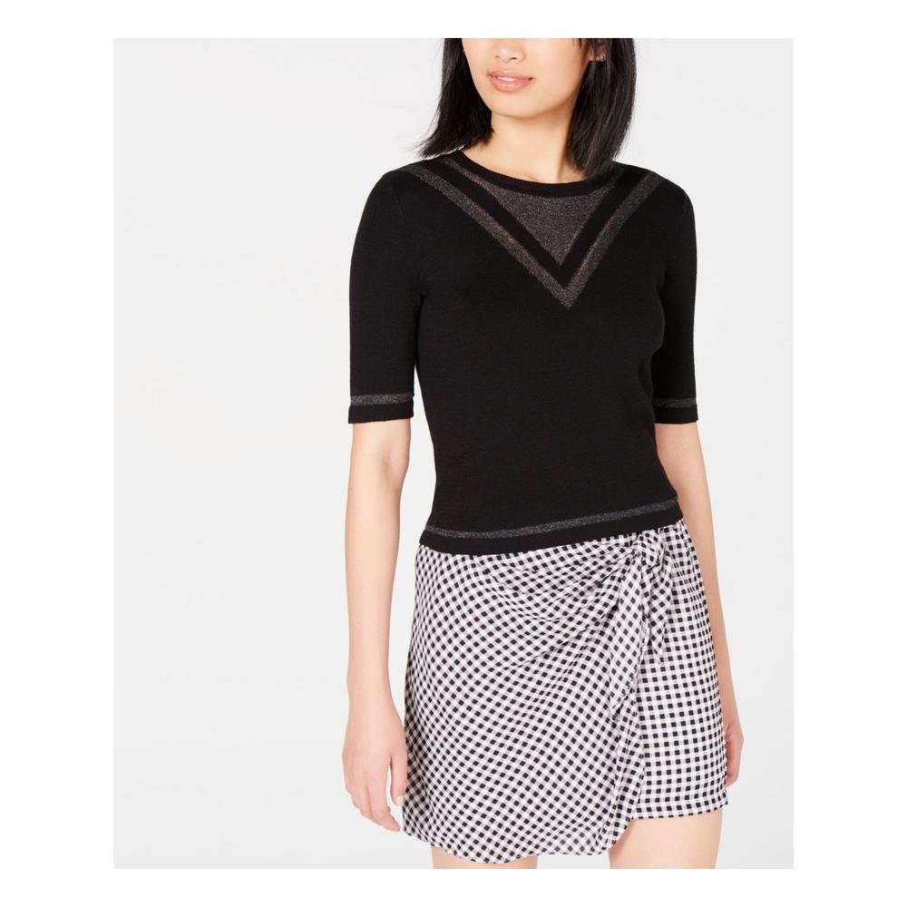 MAISON JULES Womens Black Check Mini A-Line Skirt Size: XXL