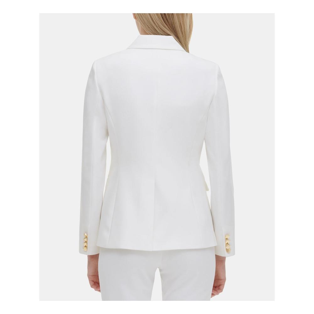 Calvin Klein CALVIN KLEIN Womens White Pocketed Wear To Work Jacket Size 14