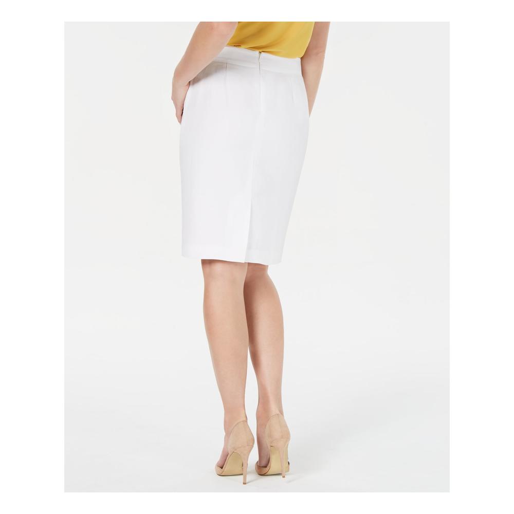 KASPER Womens White Slitted Lightweight Wear To Work Skirt Petites 14P