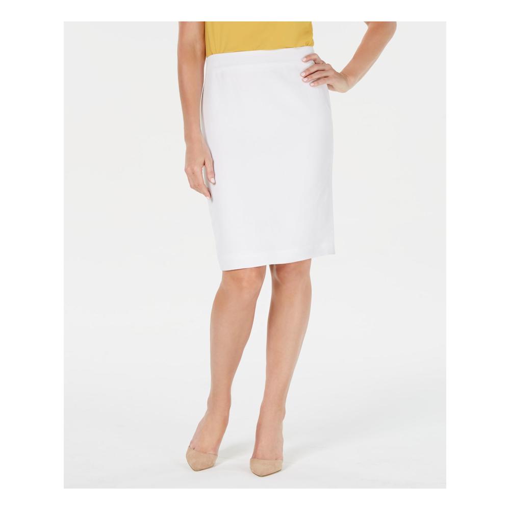 KASPER Womens White Slitted Lightweight Wear To Work Skirt Petites 14P